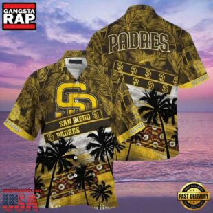 MLB Golden Sunset Palms San Diego Padres Aloha Hawaiian Shirt