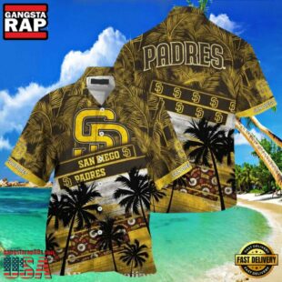 MLB Golden Sunset Palms San Diego Padres Aloha Hawaiian Shirt