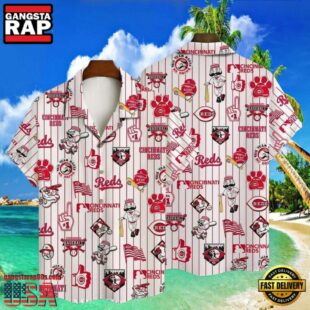 MLB Home Run Hero Cincinnati Reds Aloha Hawaiian Shirt Vintage Baseball Icons