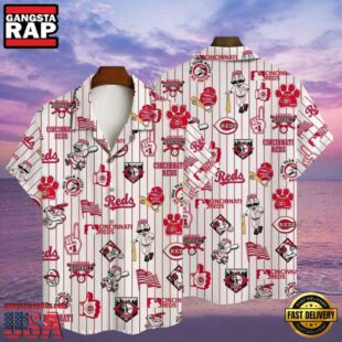 MLB Home Run Hero Cincinnati Reds Aloha Hawaiian Shirt Vintage Baseball Icons