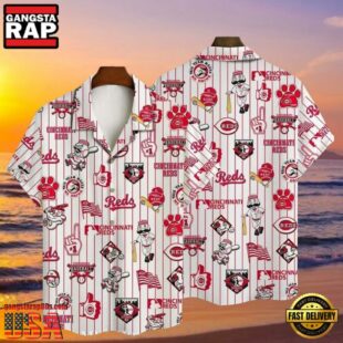 MLB Home Run Hero Cincinnati Reds Aloha Hawaiian Shirt Vintage Baseball Icons