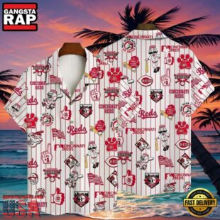 MLB Home Run Hero Cincinnati Reds Aloha Hawaiian Shirt Vintage Baseball Icons