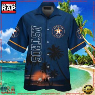 MLB Houston Astros Ocean Sunset View Aloha Shirt