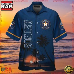 MLB Houston Astros Ocean Sunset View Aloha Shirt