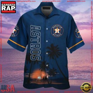 MLB Houston Astros Ocean Sunset View Aloha Shirt