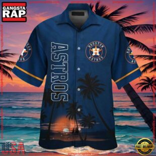 MLB Houston Astros Ocean Sunset View Aloha Shirt