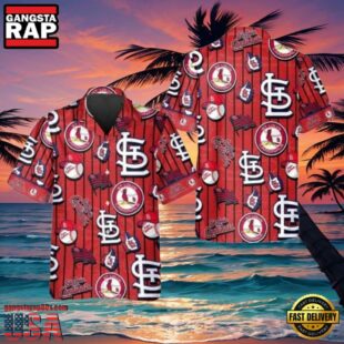 MLB Iconic Logo Play Red St. Louis Cardinals Aloha Hawaiian Shirt