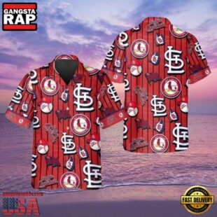 MLB Iconic Logo Play Red St. Louis Cardinals Aloha Hawaiian Shirt