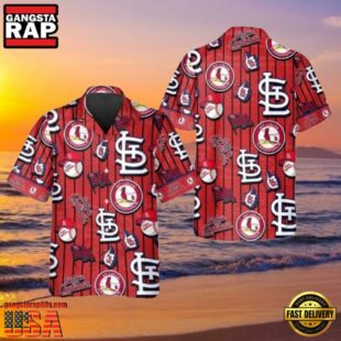 MLB Iconic Logo Play Red St. Louis Cardinals Aloha Hawaiian Shirt