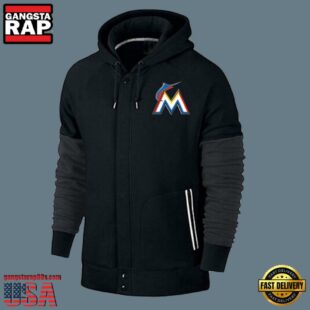 MLB Jersey Miami Marlins Zip UP Hoodie Black