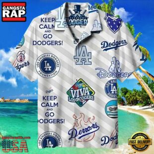 MLB Keep Calm And Dodgers On Aloha Hawaiian Shirt Relax And Cheer Design