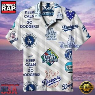 MLB Keep Calm And Dodgers On Aloha Hawaiian Shirt Relax And Cheer Design