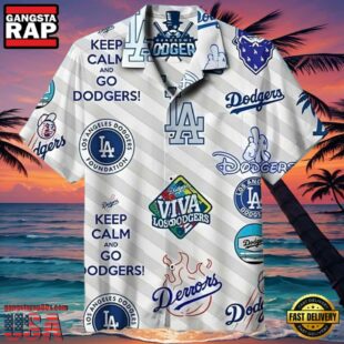 MLB Keep Calm And Dodgers On Aloha Hawaiian Shirt Relax And Cheer Design