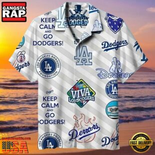 MLB Keep Calm And Dodgers On Aloha Hawaiian Shirt Relax And Cheer Design