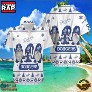 MLB LA Dodgers Nordic Gnomes Aloha Shirt Festive Winter Spirit