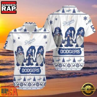 MLB LA Dodgers Nordic Gnomes Aloha Shirt Festive Winter Spirit