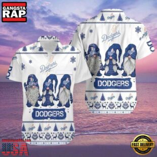 MLB LA Dodgers Nordic Gnomes Aloha Shirt Festive Winter Spirit