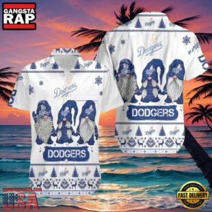 MLB LA Dodgers Nordic Gnomes Aloha Shirt Festive Winter Spirit