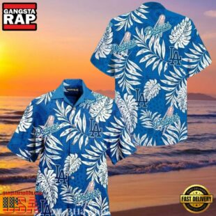 MLB Los Angeles Dodgers Monochrome Foliage Aloha Shirt Elegant Fan Gear