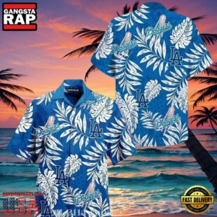 MLB Los Angeles Dodgers Monochrome Foliage Aloha Shirt Elegant Fan Gear