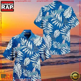 MLB Los Angeles Dodgers Monochrome Foliage Aloha Shirt