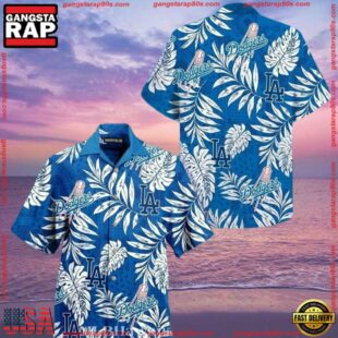 MLB Los Angeles Dodgers Monochrome Foliage Aloha Shirt