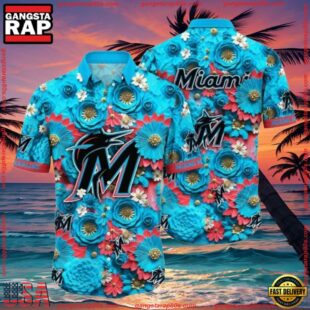 MLB Miami Marlins Oceanic Floral Aloha Shirt