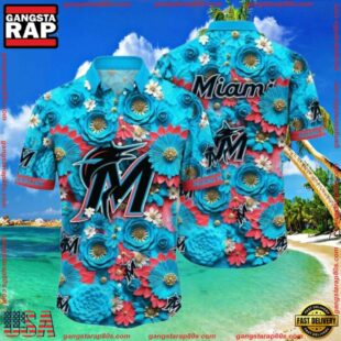 MLB Miami Marlins Oceanic Floral Aloha Shirt