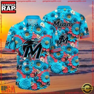 MLB Miami Marlins Oceanic Floral Aloha Shirt