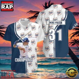 MLB Mike Piazza Dodgers Champions Jersey Style Hot Trending Summer Hawaiian Shirt Legacy Edition