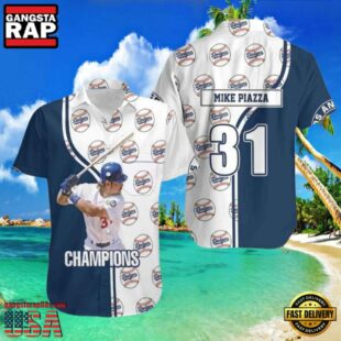 MLB Mike Piazza Dodgers Champions Jersey Style Hot Trending Summer Hawaiian Shirt Legacy Edition