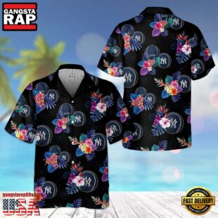 MLB New York Yankees Midnight Blossom Hawaiian Shirt