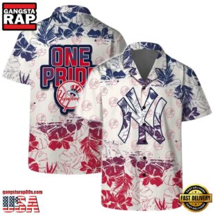 MLB New York Yankees One Pride Floral Hawaiian Shirt