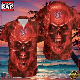 MLB Washington Nationals Skull Aloha Hawaiian ShirtGroup