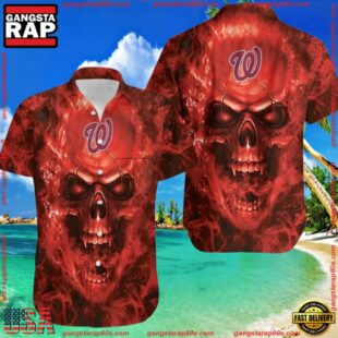 MLB Washington Nationals Skull Aloha Hawaiian ShirtGroup