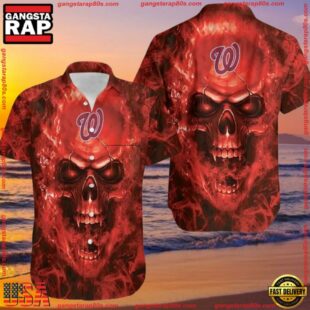 MLB Washington Nationals Skull Aloha Hawaiian ShirtGroup