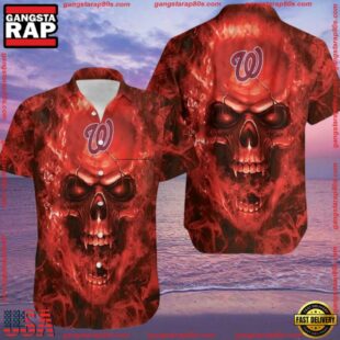 MLB Washington Nationals Skull Aloha Hawaiian ShirtGroup