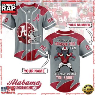 NCAA Alabama Crimson Tide I Am The Crazy Crimson Tide Fans Baseball Jersey