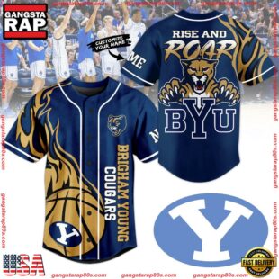 NCAA BYU Cougars Football Mascot Ready To Fight Custom Baseball Jersey