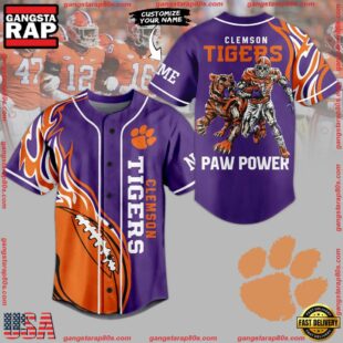 NCAA Clemson Tigers Paw Power Baseball Jersey