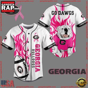 NCAA Georgia Bulldogs Football Mascot Go Dawgs White Baseball Jersey