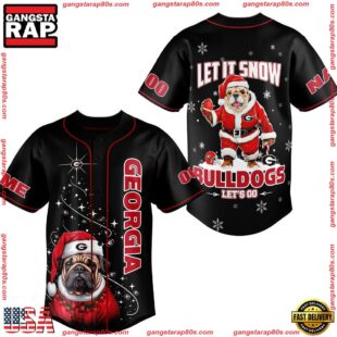 NCAA Georgia Bulldogs Let It Snow Mascot Christmas Baseball Jersey