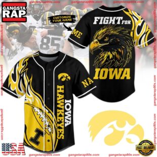 NCAA Iowa Hawkeyes Football Mascot Ready To Fight Custom Baseball Jersey