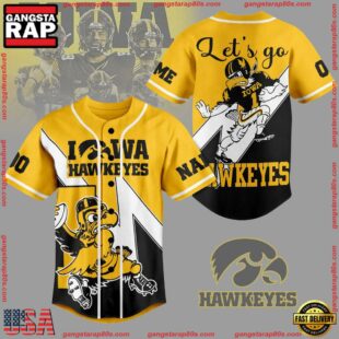 NCAA Iowa Hawkeyes Let's Go Mascot Hawkeyes Baseball Jersey