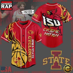 NCAA Iowa State Cyclones Football Mascot Ready To Fight Custom Baseball Jersey