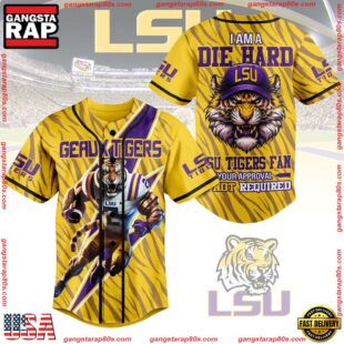 NCAA LSU Tigers Football I Am A Die Hard Baseball Jersey