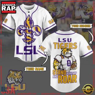 NCAA LSU Tigers Football Mascot Ready To Fight Custom Baseball Jersey