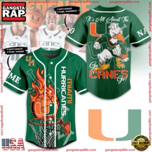 NCAA Miami Hurricanes Basketball go Canes Go Baseball Jersey