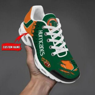 NCAA Miami Hurricanes Football Custom Air Max Plus Shoes