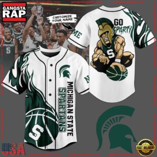 NCAA Michigan State Spartans Football Mascot Ready To Fight Custom Baseball Jersey